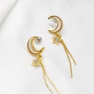 Moon and Star Tassel Earrings